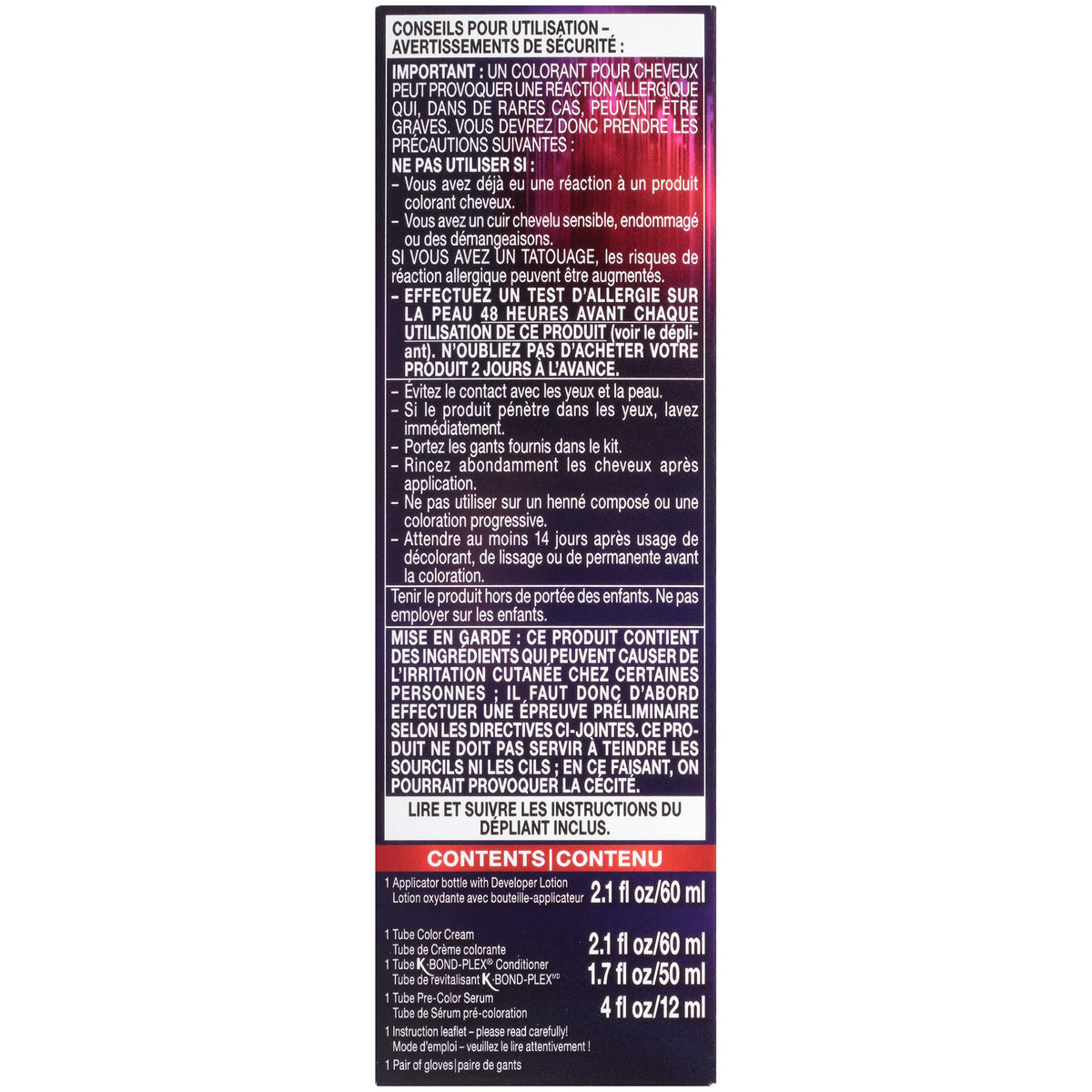Inner packaging highlights developer and color cream components