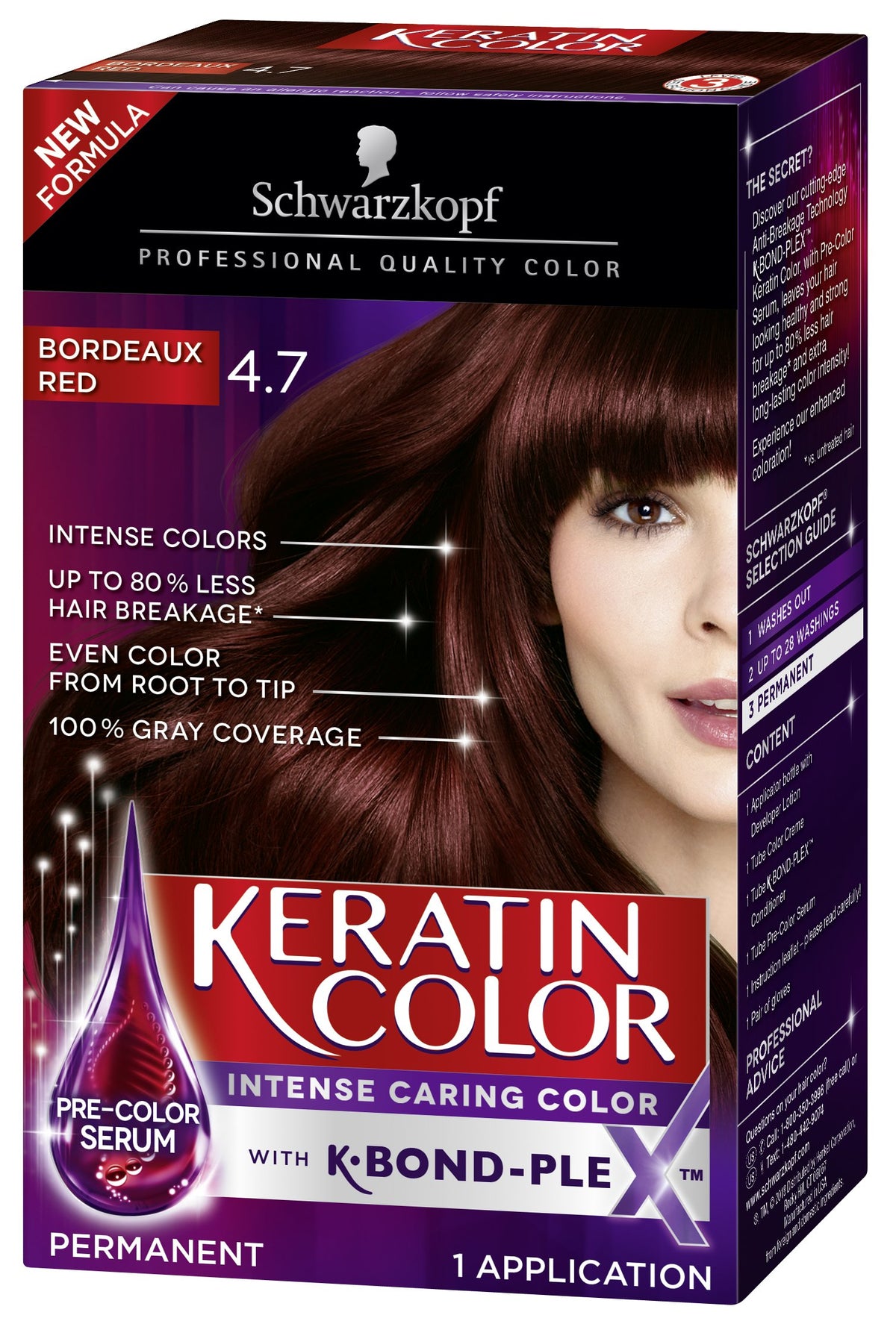 Schwarzkopf Keratin Color anti-age bottle delivering even root-to-tip color.
