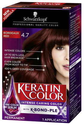 Schwarzkopf Keratin Color anti-age bottle delivering even root-to-tip color.
