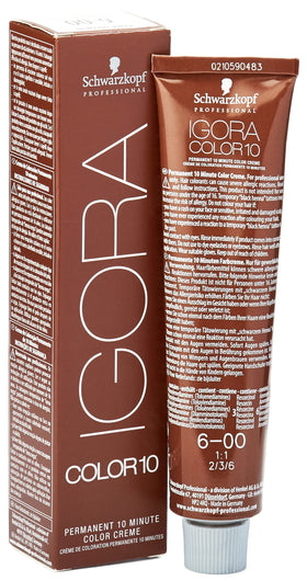Schwarzkopf Igora Color10 6-00 bottle showing rich brown shade and creamy texture