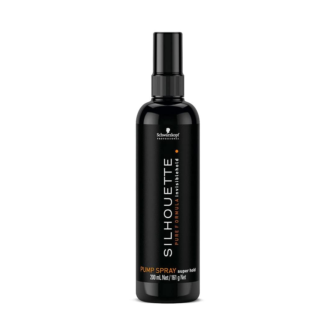 Schwarzkopf Silhouette Super Hold Pumpspray bottle for aerosol-free hold with even distribution.
