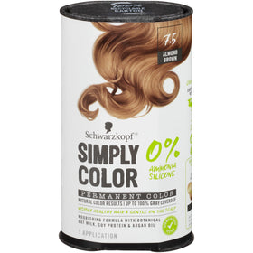 Schwarzkopf Simply Color 7-5 Almond Brown box shows at home color option