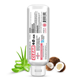 Scientific Solutions Global CLEAR 40 +SA Gel bottle front showing strong hydration for dry skin.
