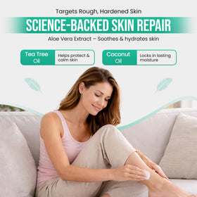 CLEAR 40 Urea Gel applied to elbows to soften rough skin.