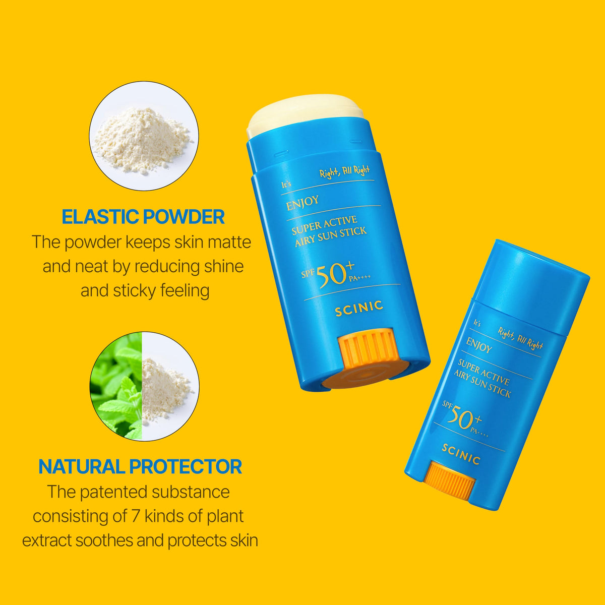 SCINIC Enjoy Super Active Airy Sun Stick fits in a pocket for convenient outdoor protection