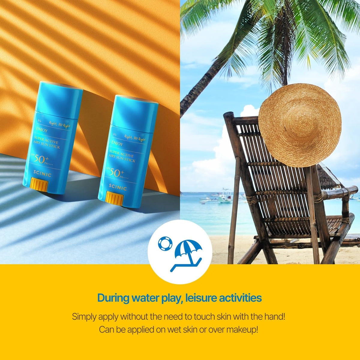 SCINIC Enjoy Super Active Airy Sun Stick proves sweat-resistant UV protection during activity