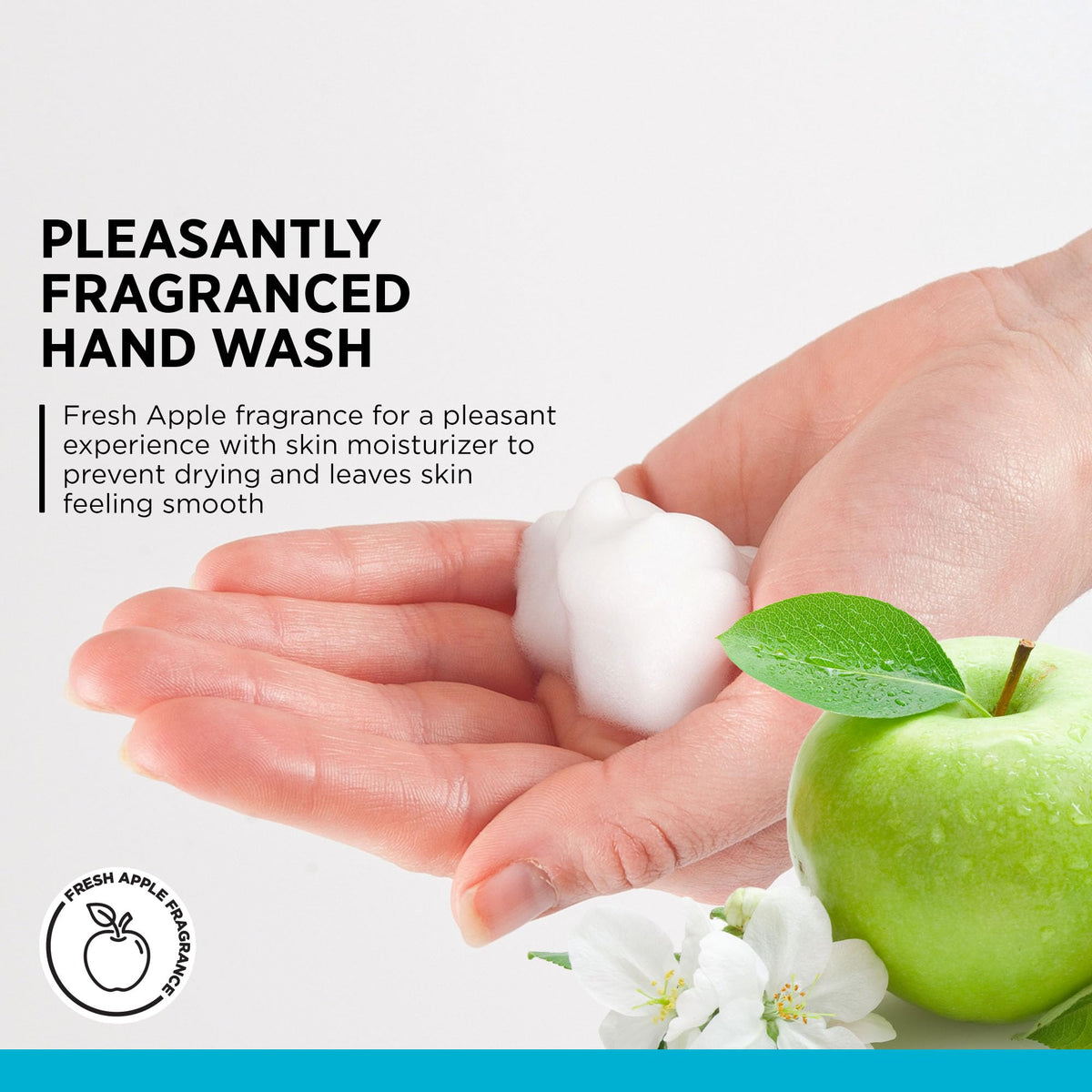 SC Johnson Professional size comparison with hands showing 1.2 L scale and refill convenience