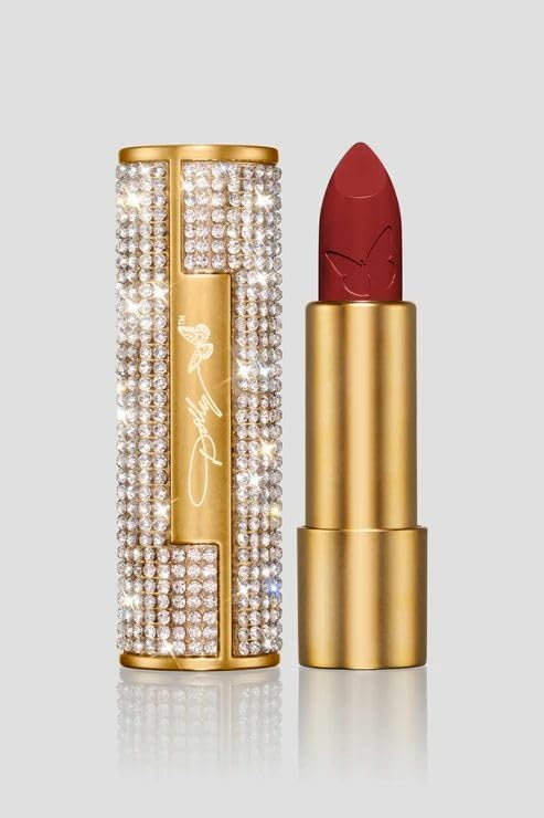 SCENT BEAUTY Dolly Heaven's Kiss lipstick with rhinestone case for glamorous on-the-go style.
