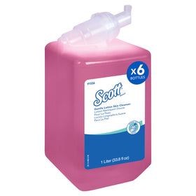 Scott Gentle Lotion Skin Cleanser pink bottle with easy dispensing
