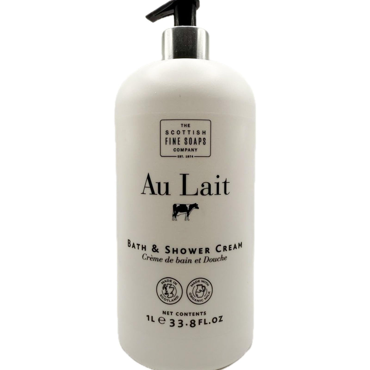 Scottish Fine Soaps Au Lait bath and shower cream bottle for daily pampering