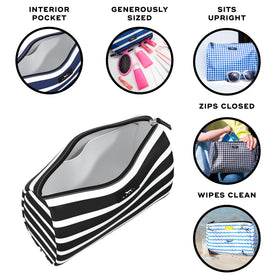 SCOUT Packin' Heat Toiletry Bag open interior pocket keeps brushes accessible.