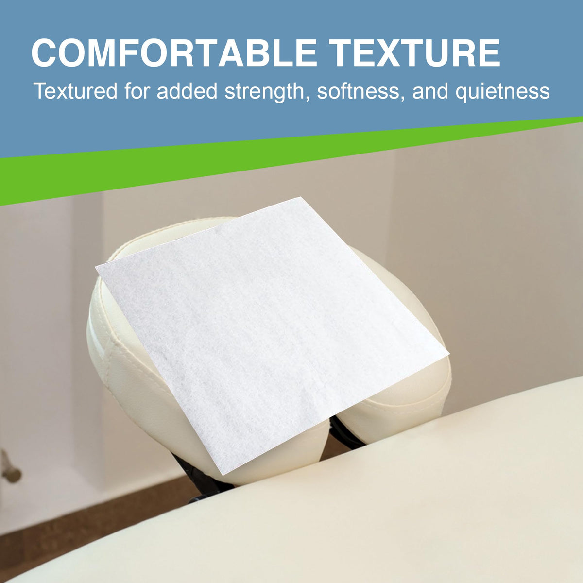 Disposable chiropractic face paper 12x12 sheet by ScripHessco for quick client prep.