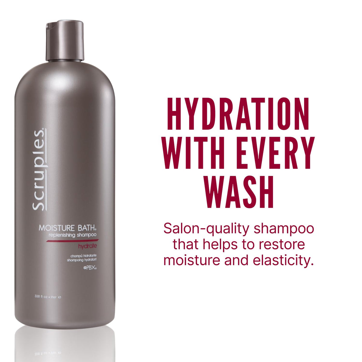 Scruples Moisture Bath Shampoo creates a rich lather for gentle cleansing and moisture.