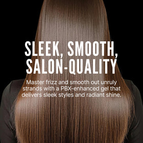 Scruples Smooth Out Gel application on damp hair for sleek, straight results.