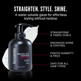 Finished style achieved with Scruples Smooth Out Gel showing glossy, frizz-free shine.