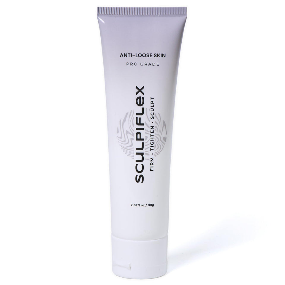 SCULPIFLEX Firming Cream bottle pour shows quick absorption and non-greasy finish.