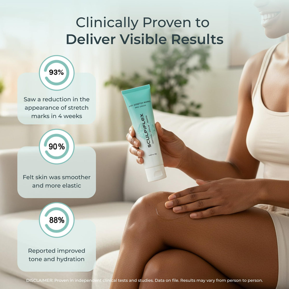 Sculpiflex cream on the hip area supporting skin elasticity