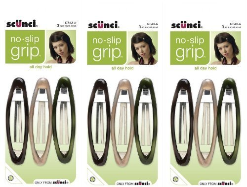 Scunci No-slip Grip Oval clip secures hair all day, taming stray strands.