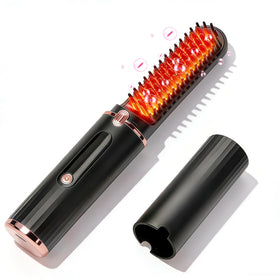 Sdalix cordless hair straightener brush shown in a compact travel design for on the go styling