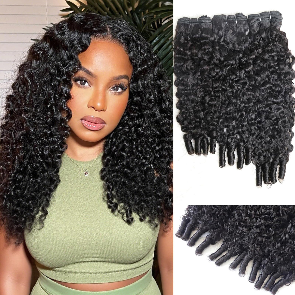 Sdferlin Burmese curly bundles 16-inch weft for natural blend and volume.