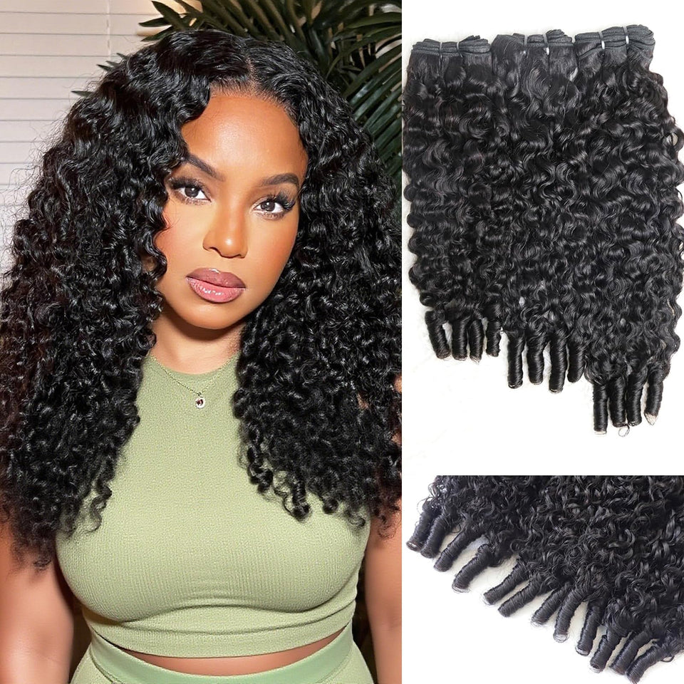 Sdferlin Burmese curly bundles 16-inch weft for natural blend and volume.