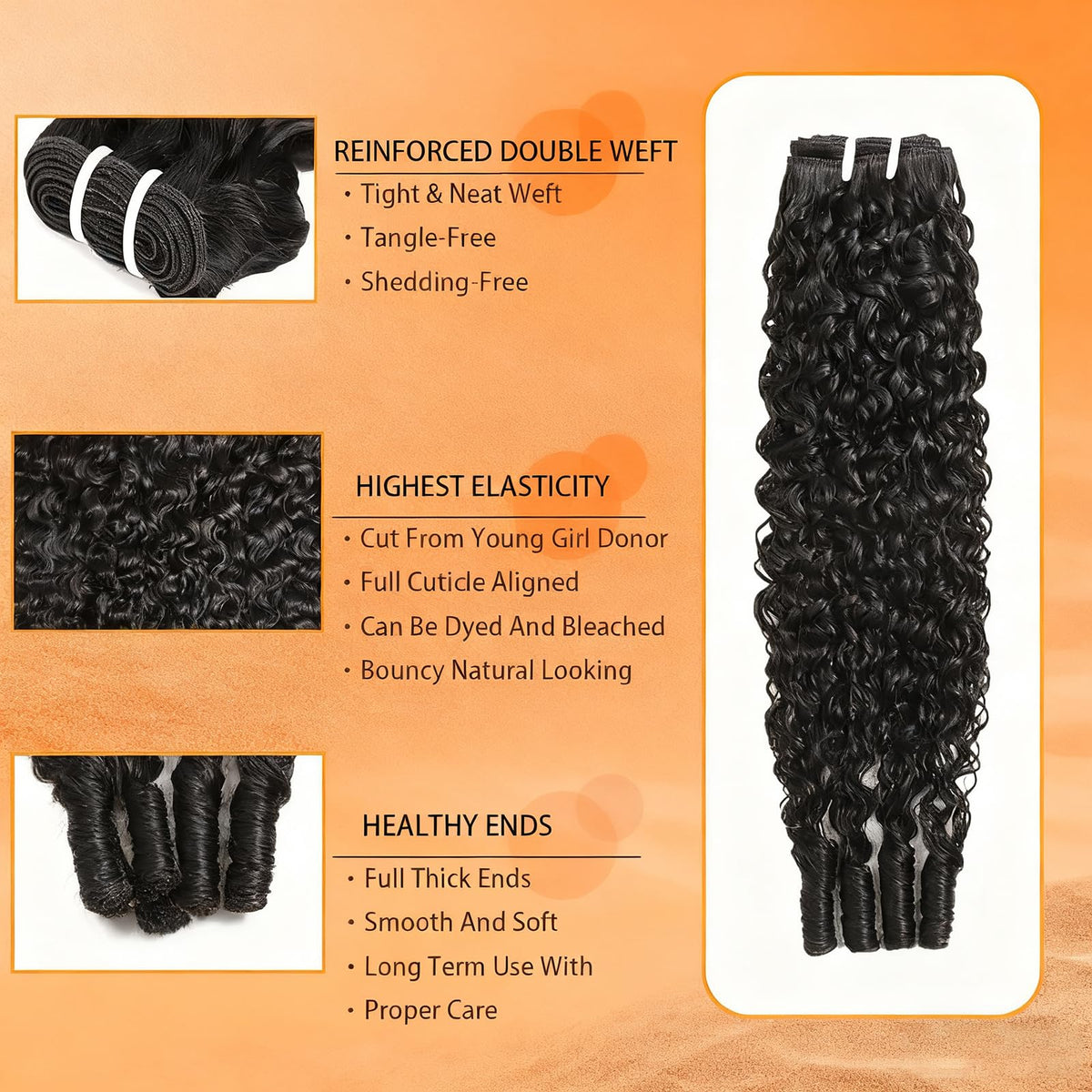 Sdferlin Burmese curly bundles 18-inch weft for versatile styling.