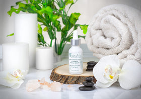 Sea-El bottle on wooden shelf conveying daily skincare ritual.