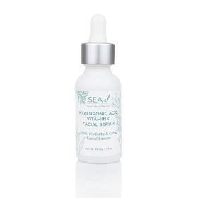 Sea-El Hyaluronic Acid & Vitamin C serum bottle front view, highlighting hydration and brightening potential.