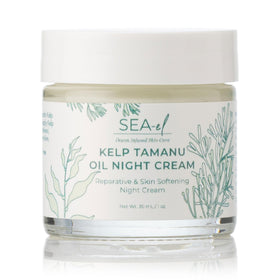 Sea-El Kelp Tamanu Night Cream jar closeup showing rich hydration.