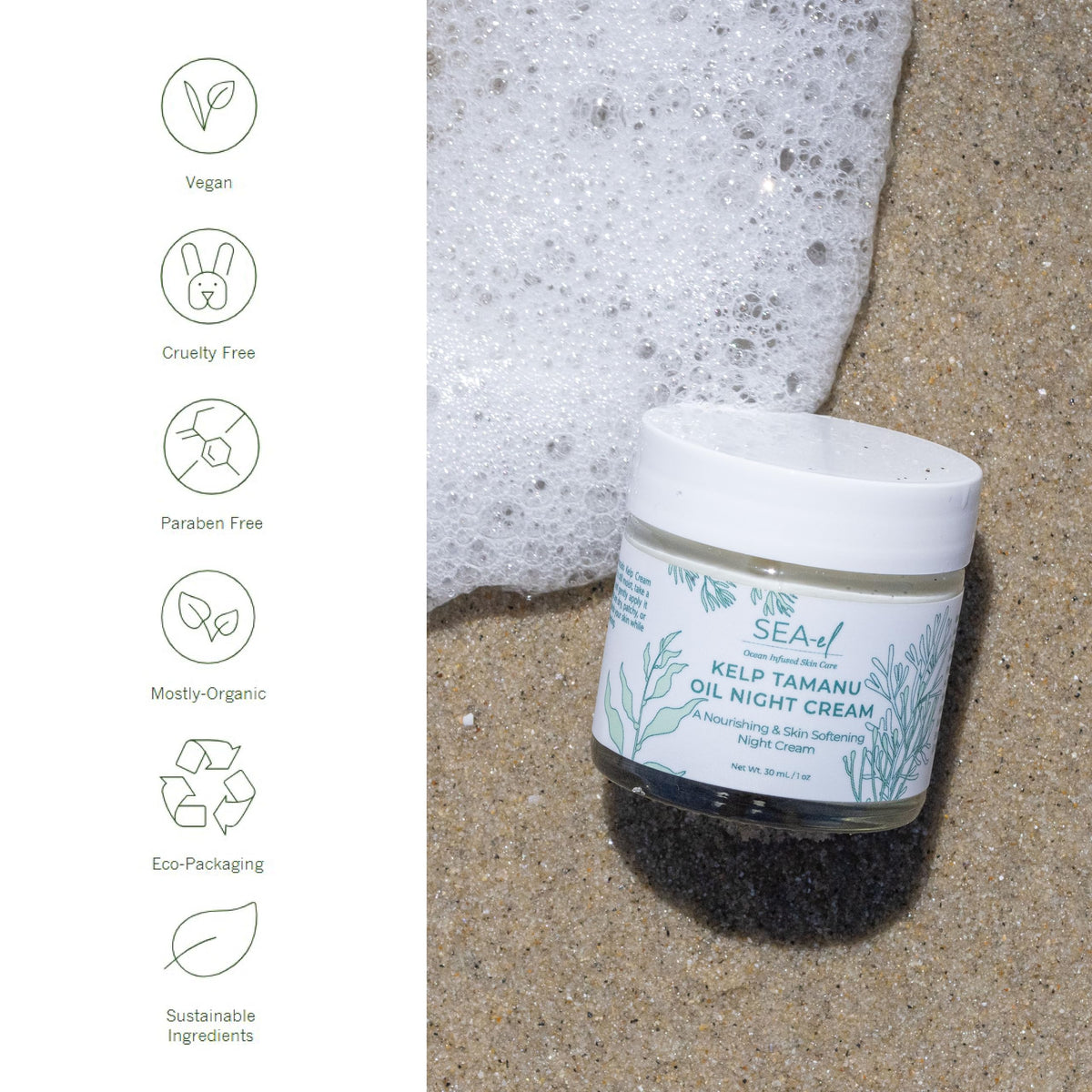 Sea-El packaging and jar emphasize sustainable skincare packaging.
