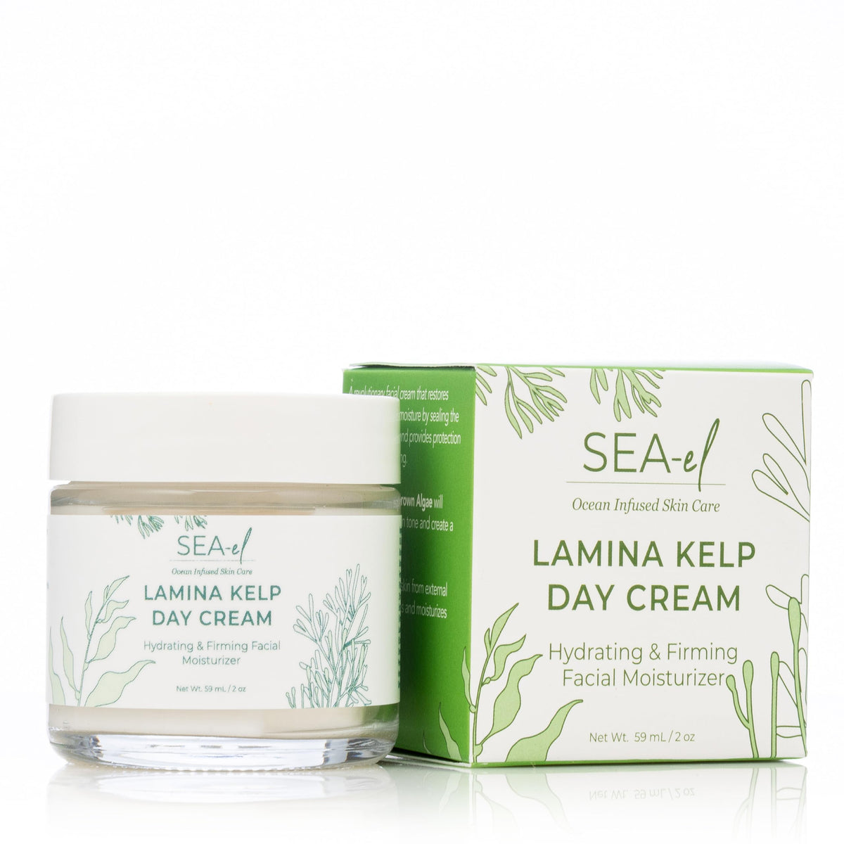 Sea-El Lamina Sea Kelp Day Cream product display shows unisex use for all-day hydration