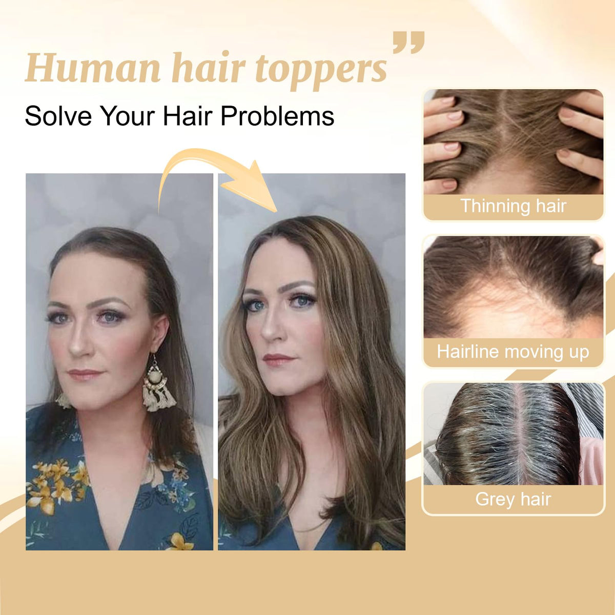 SEA SINGING real human hair toppers can be washed, dyed, curled or straightened