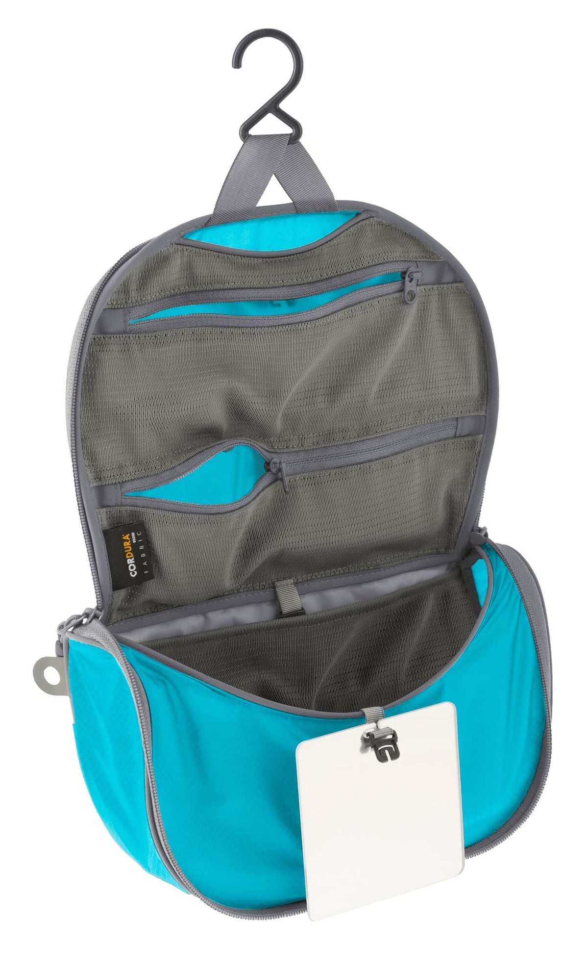 Sea to Summit Small Hanging Toiletry Bag Atoll Blue overview highlighting compact design and organization