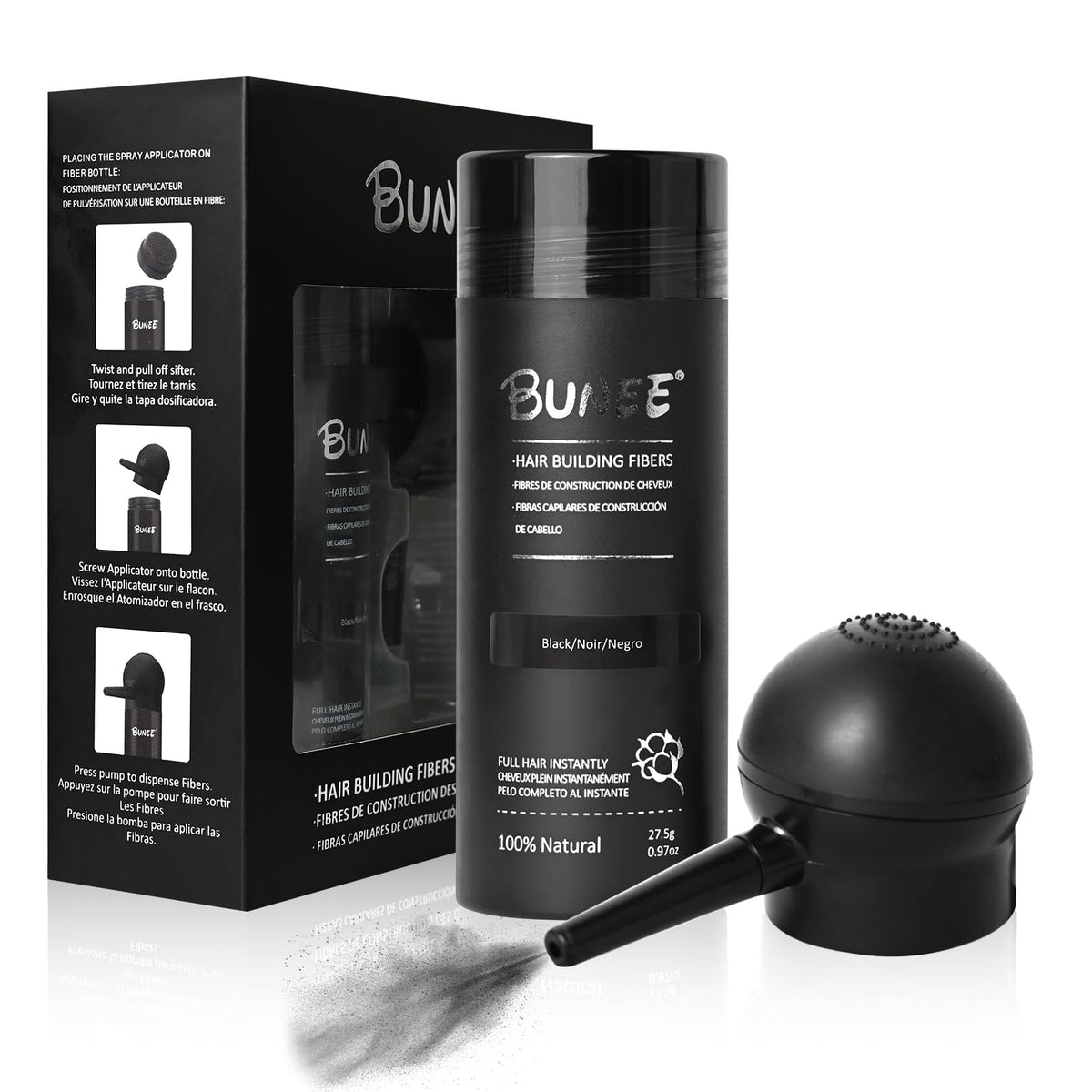 Seaboll hair fibers deliver instant coverage for thinning areas with natural blend.