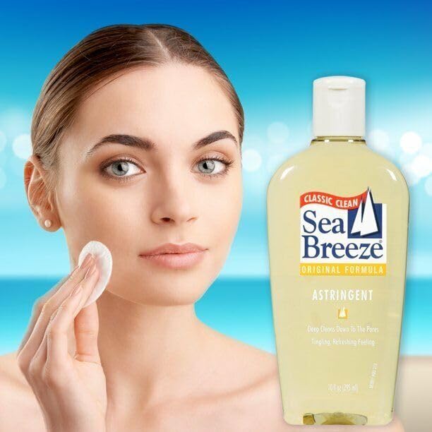 Seabreeze Astringent Original applied on face after cleansing.