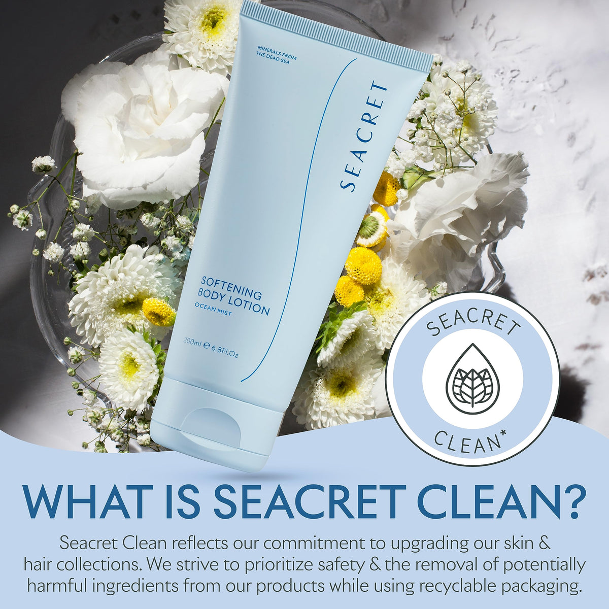 SEACRET Ocean Mist scent close-up evokes spa-like rejuvenation.