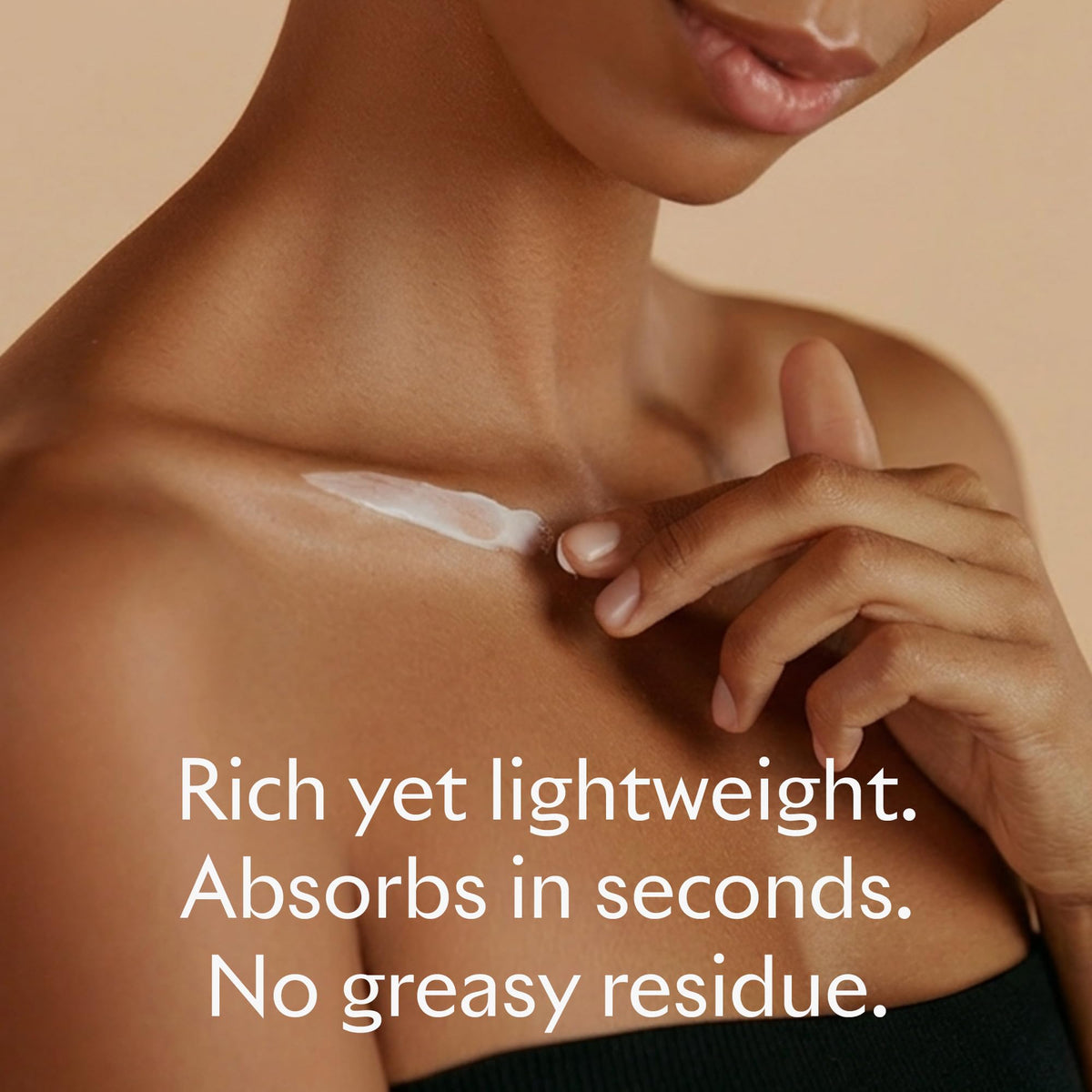SEACRET Body Lotion being applied demonstrates smooth, non-greasy finish.
