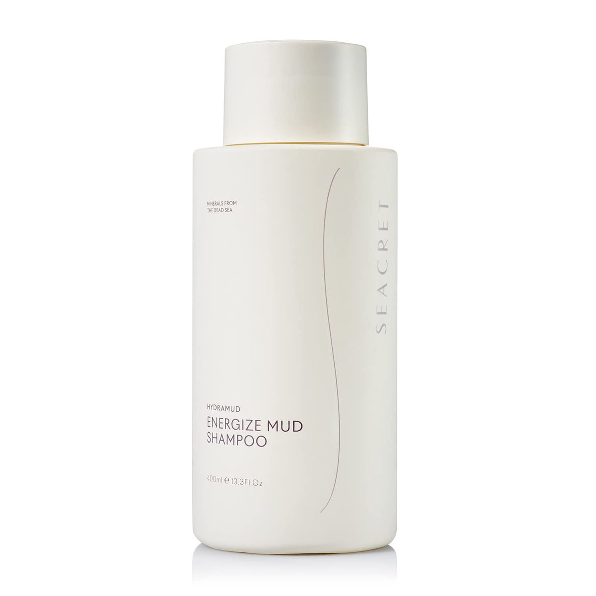 SEACRET HydraMud bottle highlights Dead Sea minerals for gentle scalp cleansing.