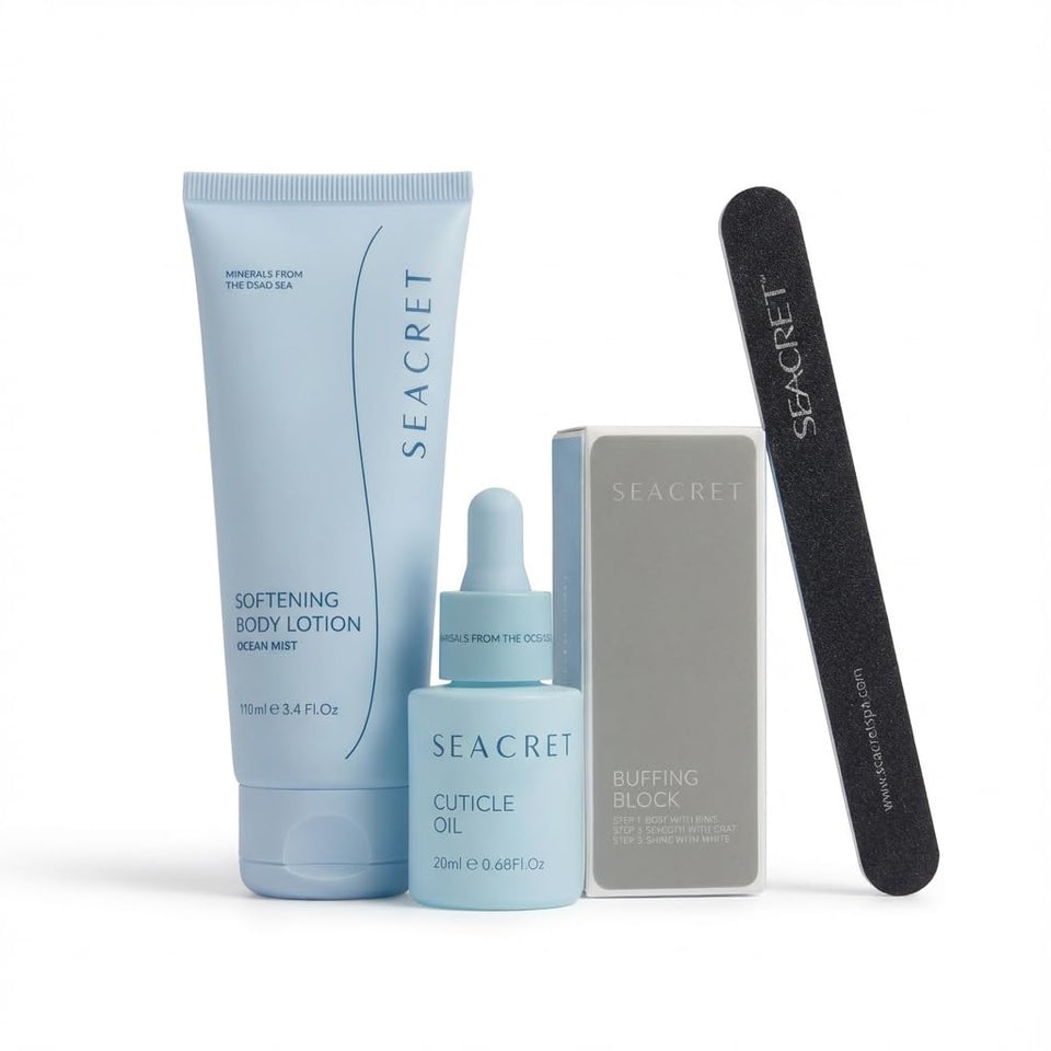 SEACRET Dead Sea mineral bundle for at-home nail care and spa-like results.