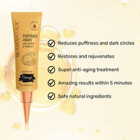 SEAMANTIKA eye cream tube application closeup demonstrates easy, mess-free morning use.