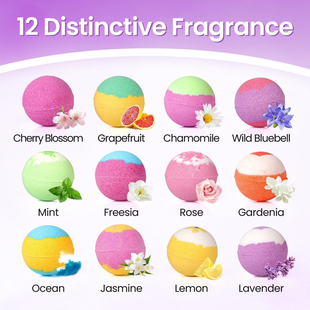 SeasonBliss bath bomb jasmine for gentle relaxation in bath.
