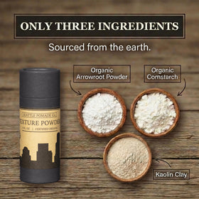 Seattle Pomade Co. Texture Powder adds natural volume to hair with a matte finish.