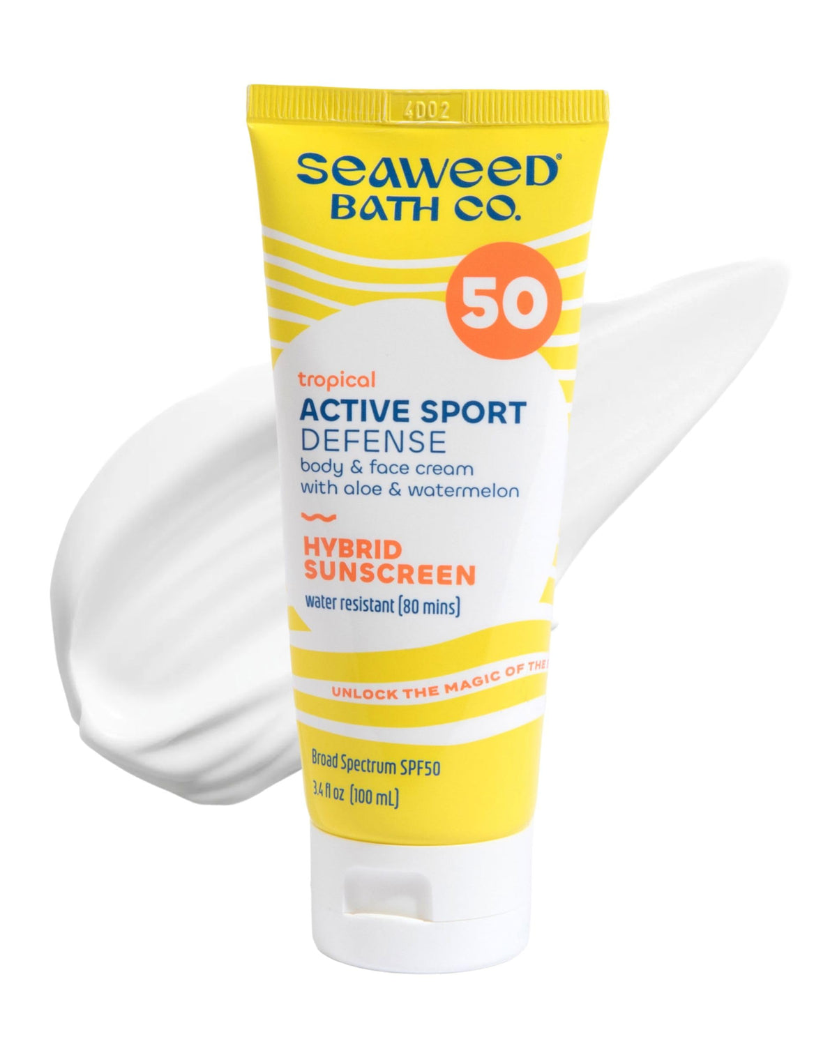 The Seaweed Bath Co. Active Sport Defense cream bottle ready for outdoor sun protection.