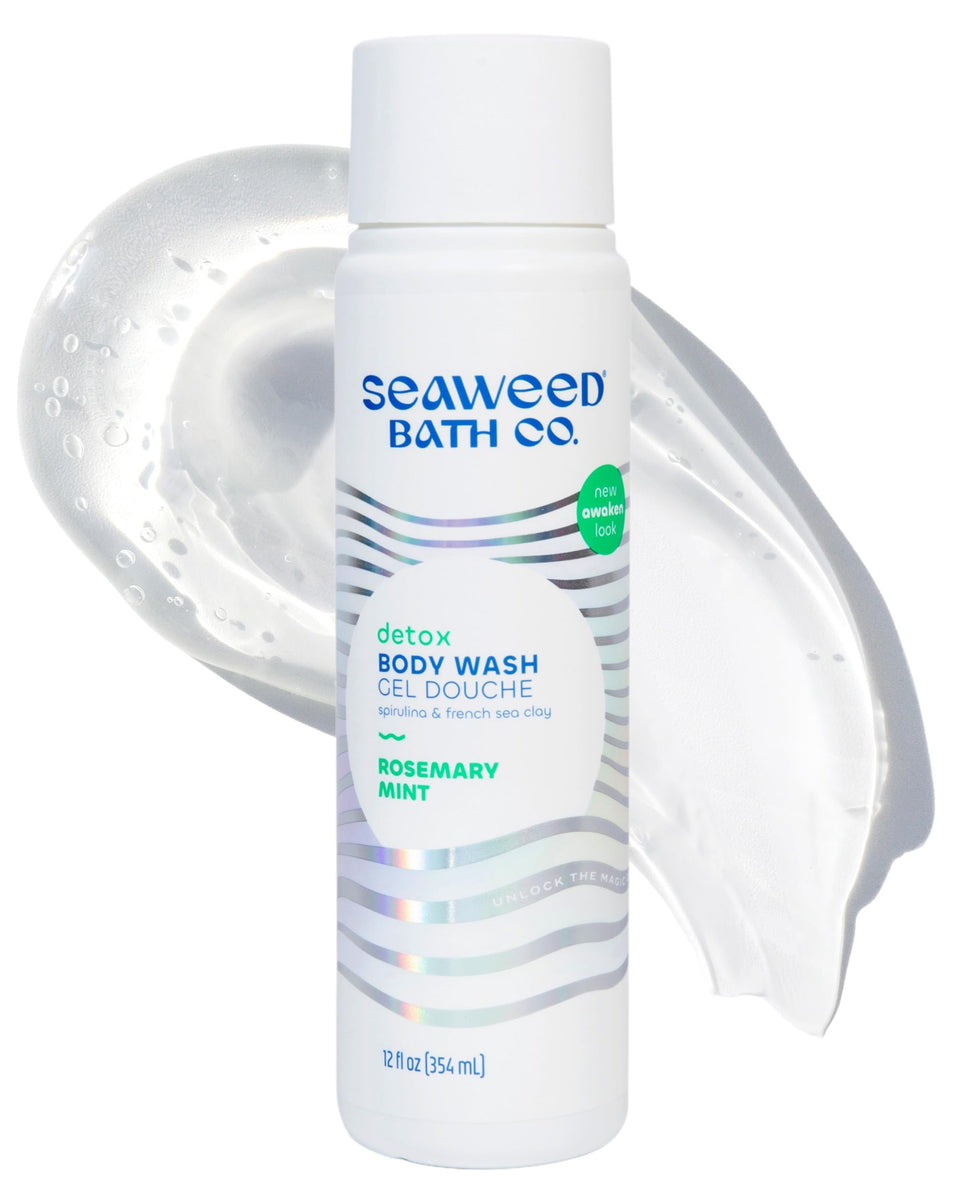 The Seaweed Bath Co. Detox Body Wash bottle with rosemary mint, refreshing daily cleanse.