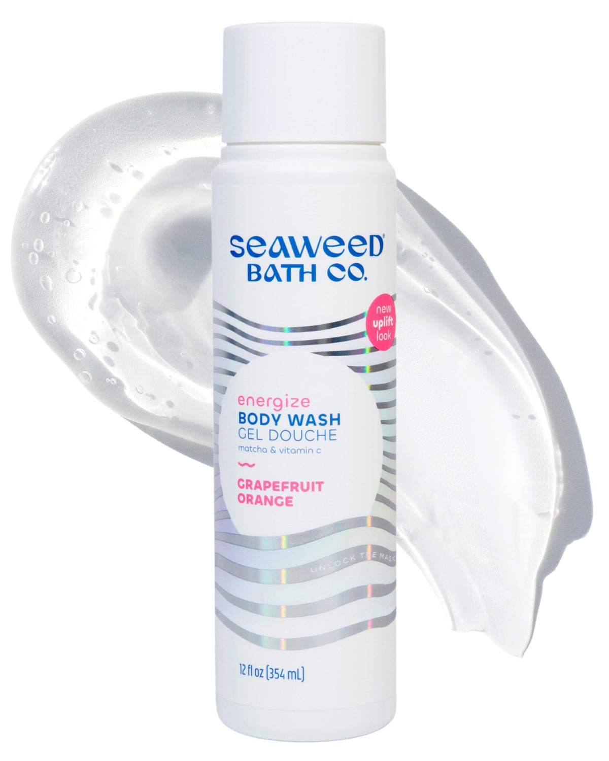 Seaweed Bath Co. Energize Body Wash bottle front with invigorating grapefruit-orange scent