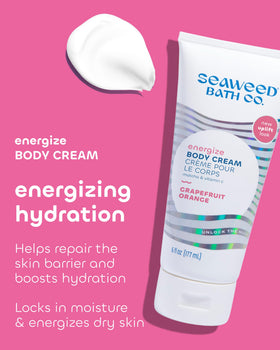 Seaweed Bath Co. Energize cream swirl reveals rich texture for lasting moisture.