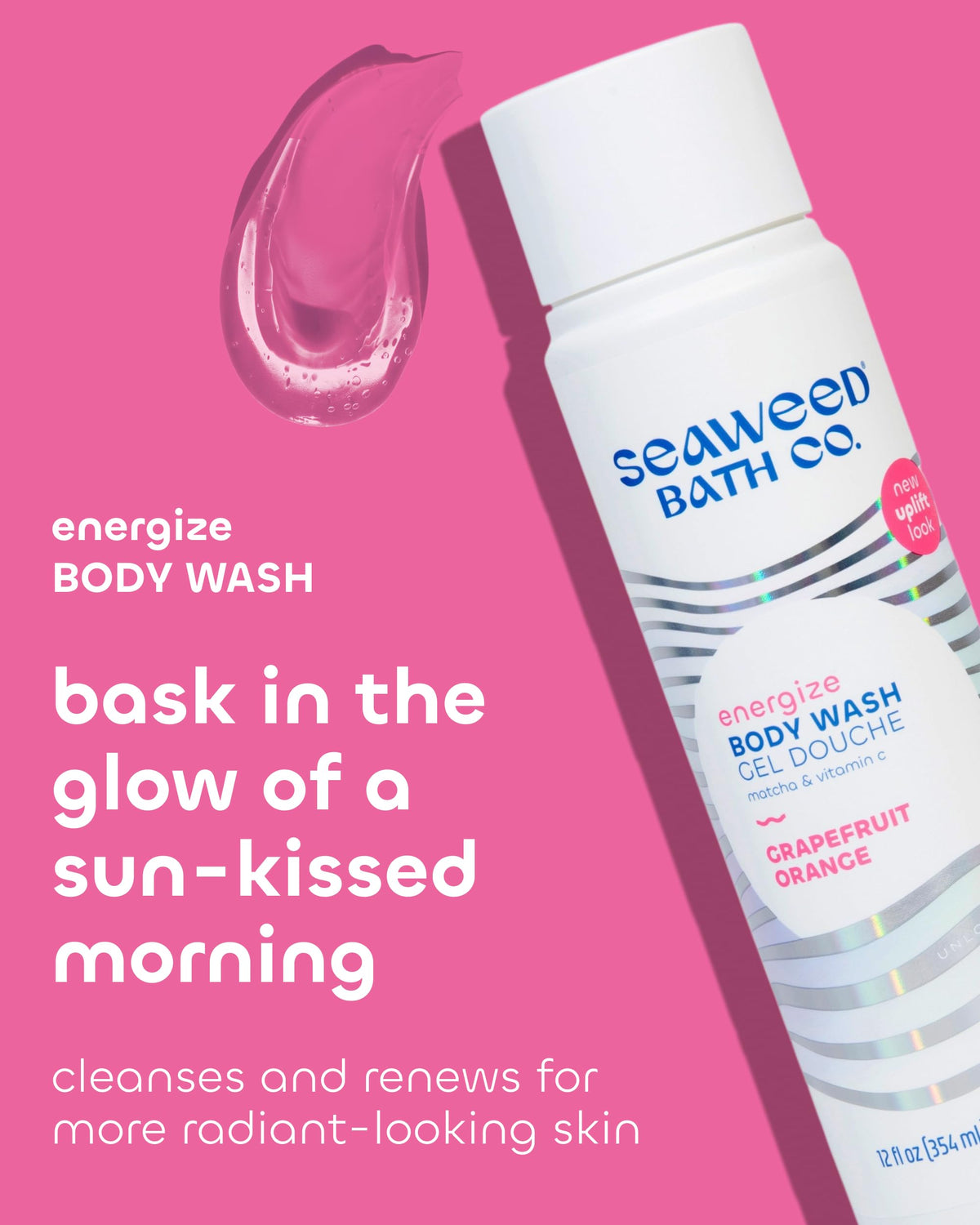 Seaweed Bath Co. Energize label close-up highlighting vegan cruelty-free formula