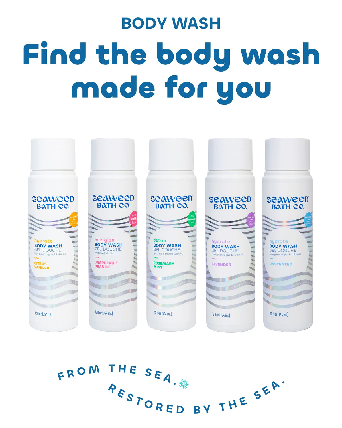 Seaweed Bath Co. Energize shower scene suggesting a refreshing morning routine