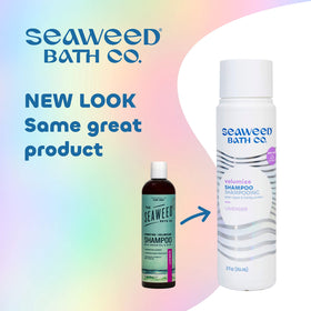 Seaweed Bath Co. Volumize Lavender Shampoo bottle pour highlights a calming daily wash