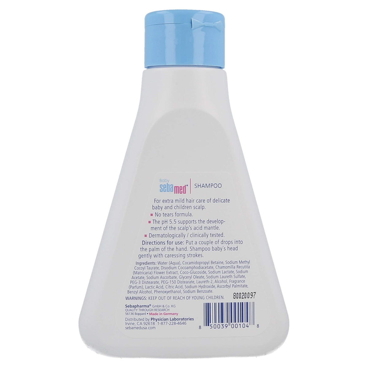 SEBAMED Children's Shampoo phthalate-free icon communicates safe ingredients